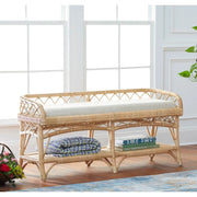 Kenian Charleston 48 inch Bench in natural color with cream colored cushion