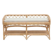 Kenian Charleston 48 inch Bench in natural color with cream colored cushion